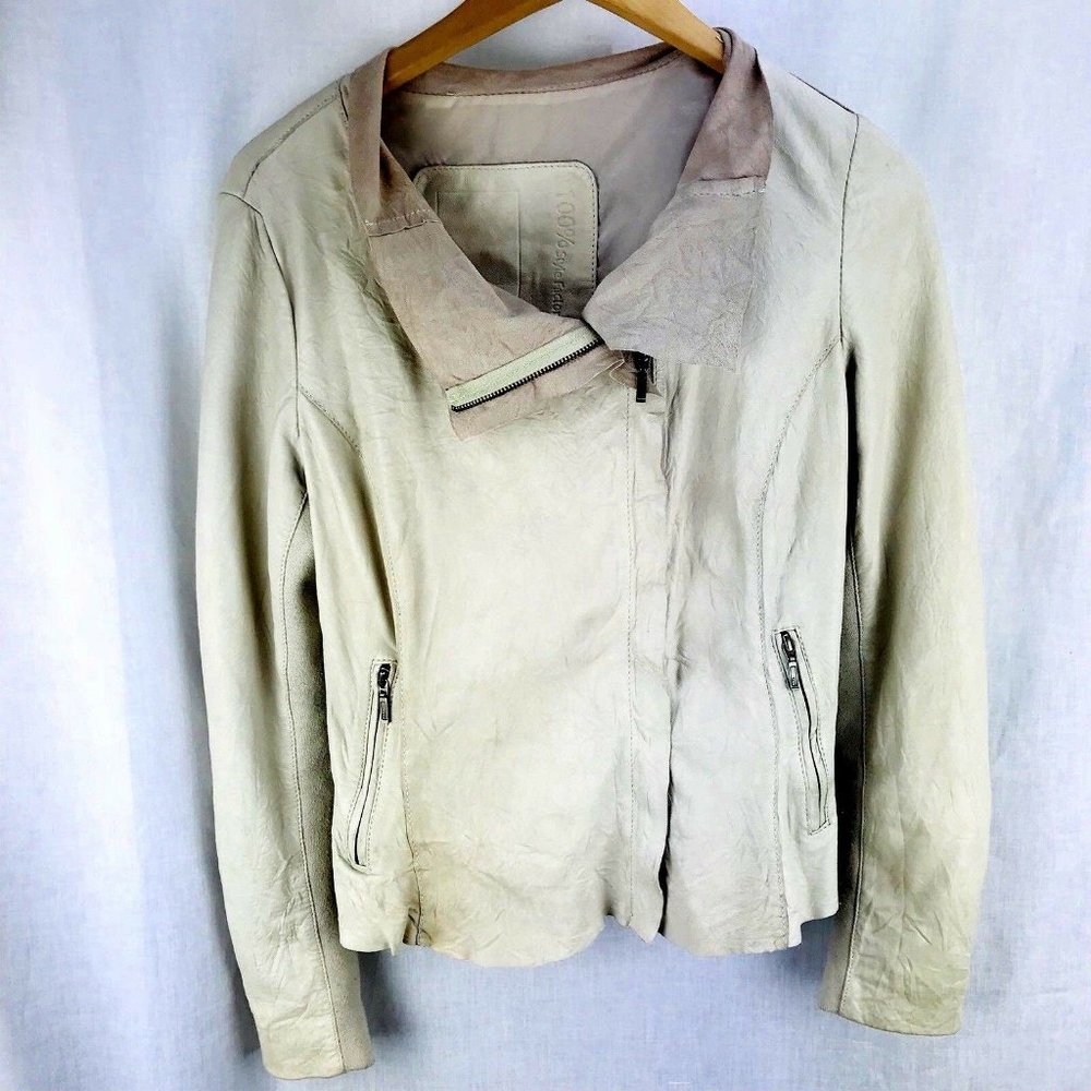 Cigno Nero Lena Moto Leather Jacket Womens SMALL 4